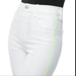 j brand white with neon outline skinny jeans